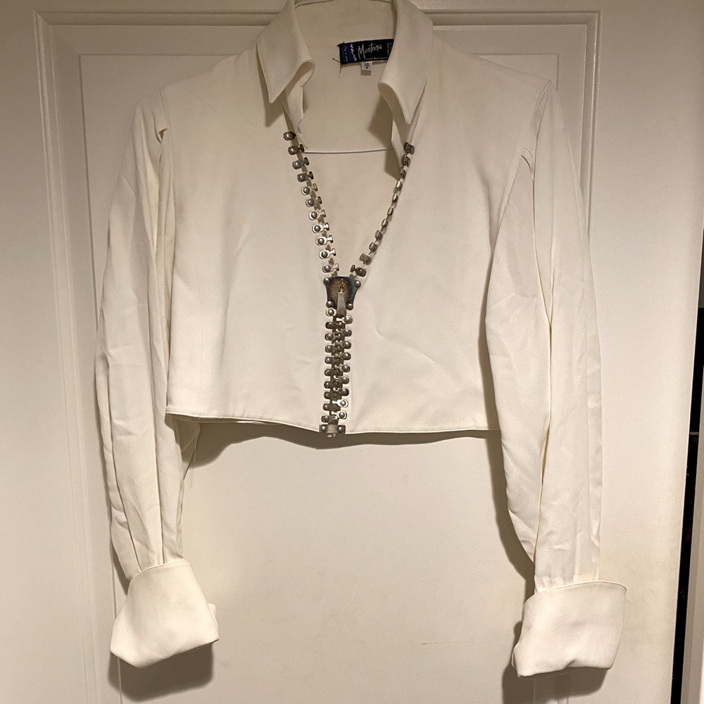 Vintage Runway Claude Montana Oversized Zipper Cropped top Archival